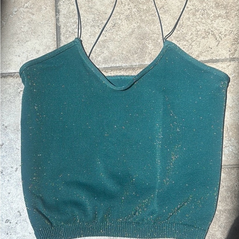 Free People Intimately Skinny Strap Brami Crop Top Glittery Sparkle. Size XS/S